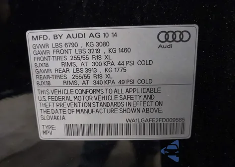 2015 Audi Q7 Premium Plus z USA, uszkodzony, nr VIN WA1LGAFE2FD009585